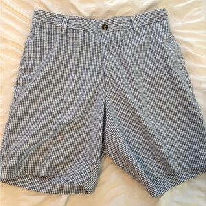 Charleston Khakis Cotton Seersucker Checked Flat-Front Shorts -size 30” waist
